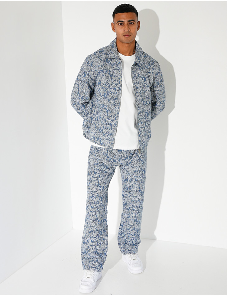 Ensemble pantalon et chemise à fleurs