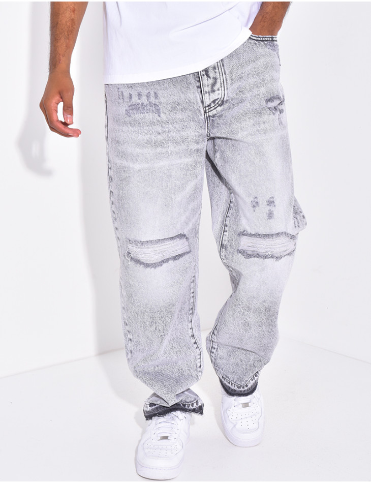 Jeans coupe large destroy