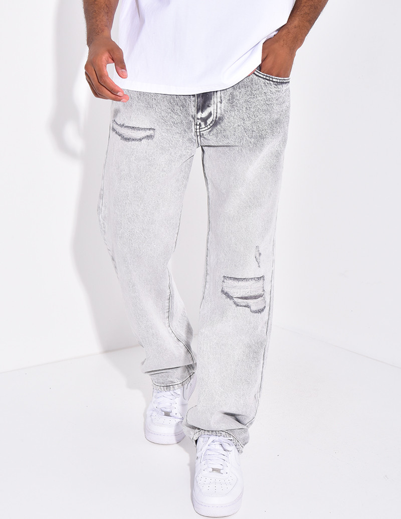 Jeans coupe large destroy