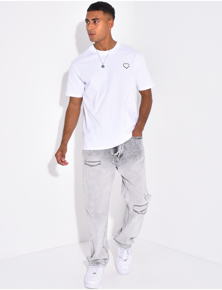 Jeans coupe large destroy