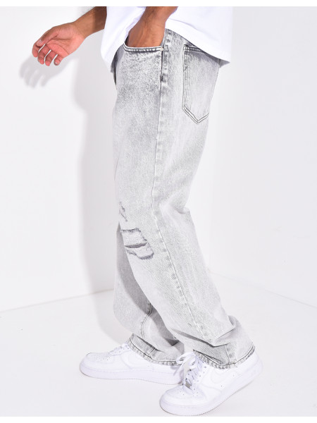Jeans coupe large destroy