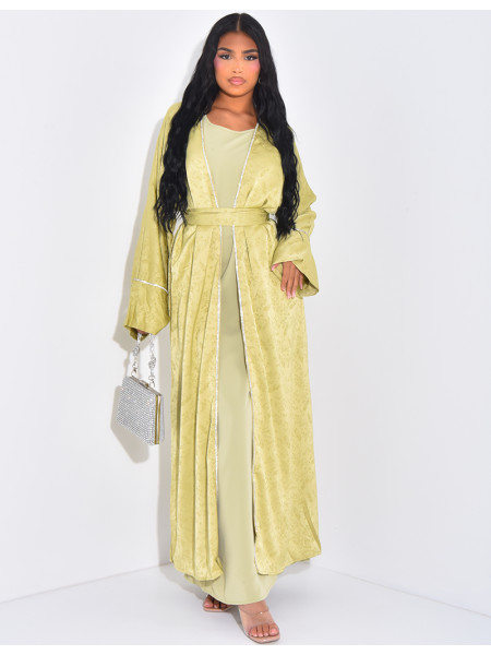 Ensemble premium kimono en satin à strass & robe sans manche