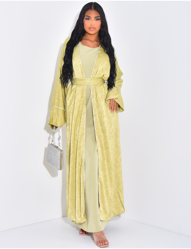 Ensemble premium kimono en satin à strass & robe sans manche