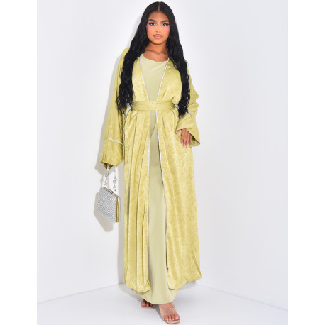 Ensemble premium kimono en satin à strass & robe sans manche