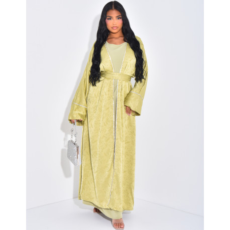 Ensemble premium kimono en satin à strass & robe sans manche