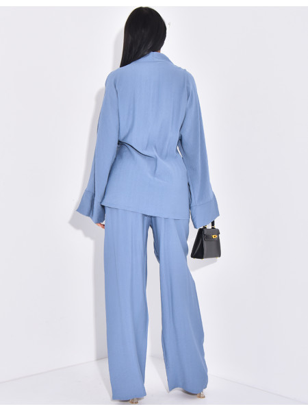 Tie-back kimono and trousers set
