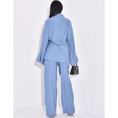 Tie-back kimono and trousers set