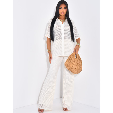 Ensemble pantalon et chemise en crochet
