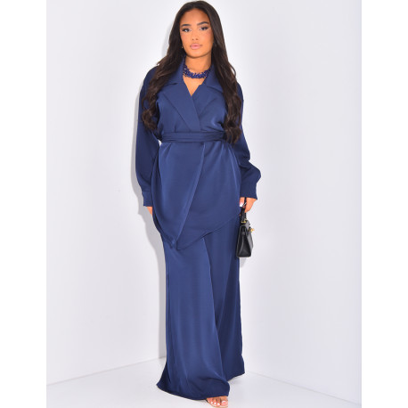 Ensemble pantalon et chemise fluide à cintrer