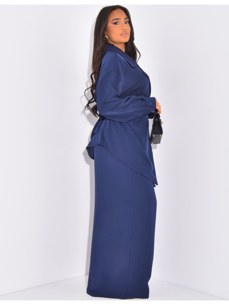 Ensemble pantalon et chemise fluide à cintrer