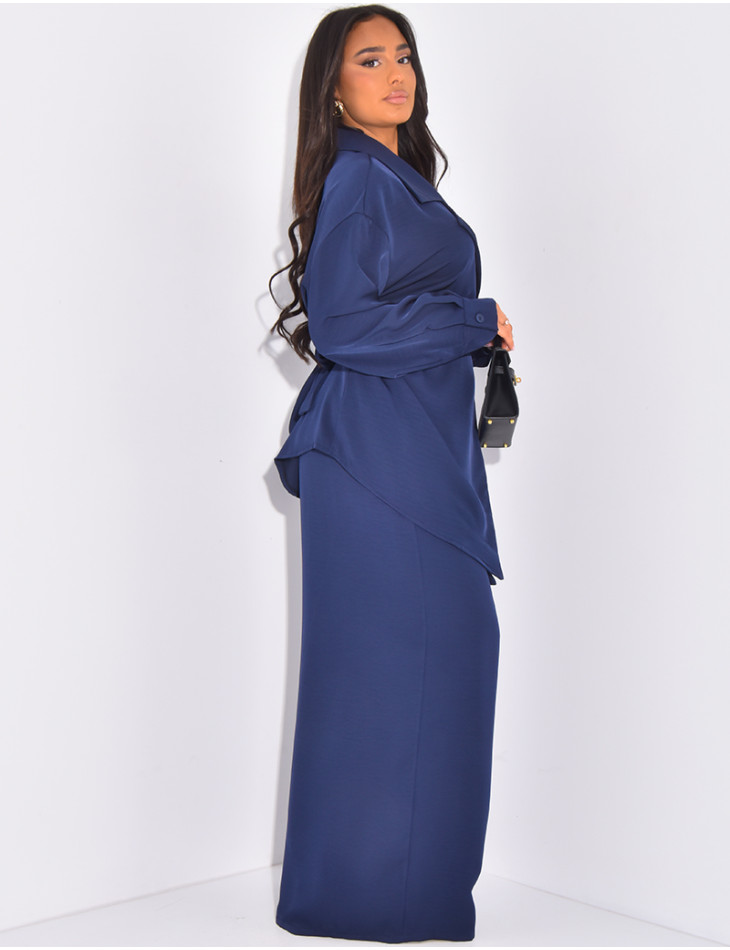 Ensemble pantalon et chemise fluide à cintrer