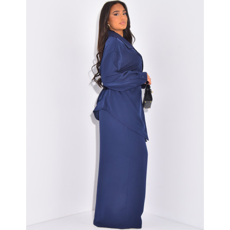 Ensemble pantalon et chemise fluide à cintrer