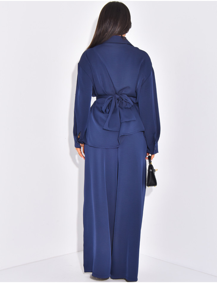 Ensemble pantalon et chemise fluide à cintrer