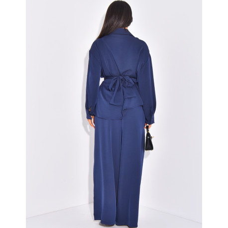 Ensemble pantalon et chemise fluide à cintrer