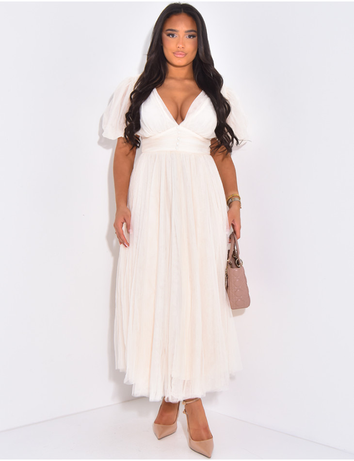 Robe longue en tulle