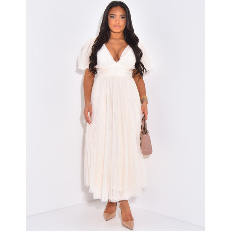 Robe longue en tulle