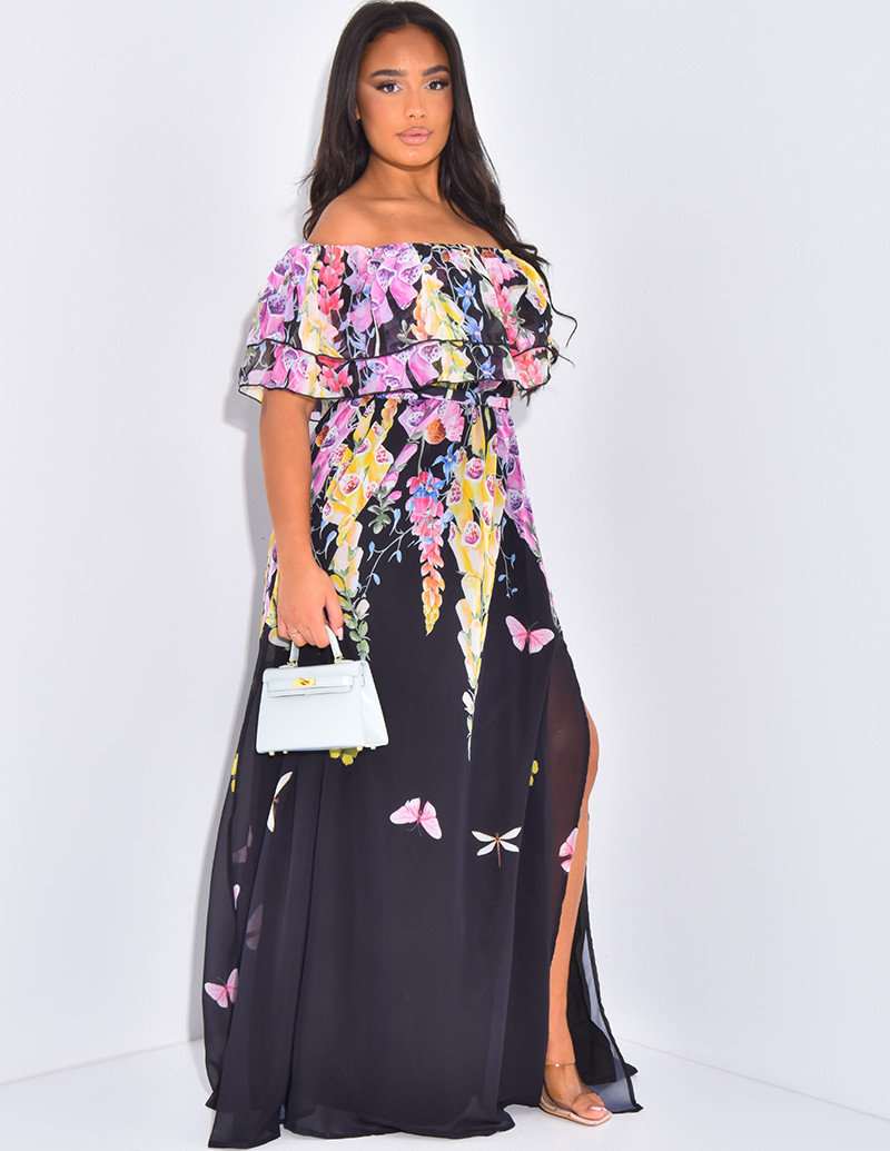 Maxi dress with bardot...