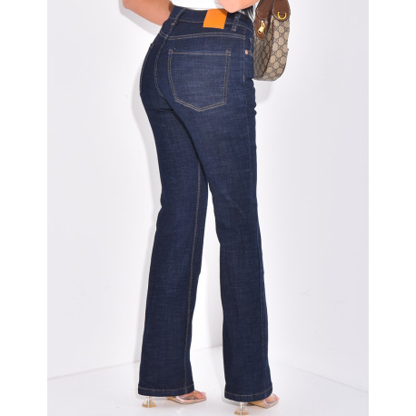 Raw blue flared jeans