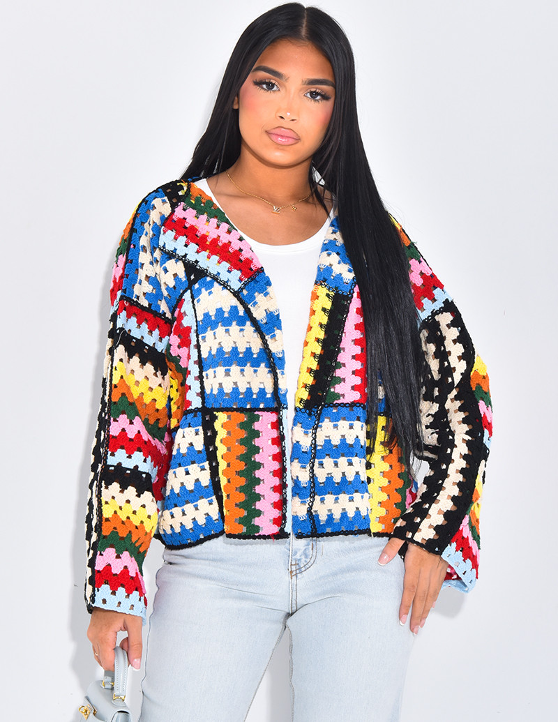 Gilet en crochet multicolor