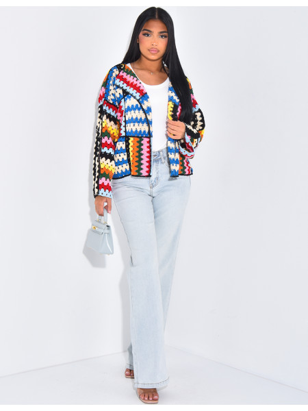 Gilet en crochet multicolor