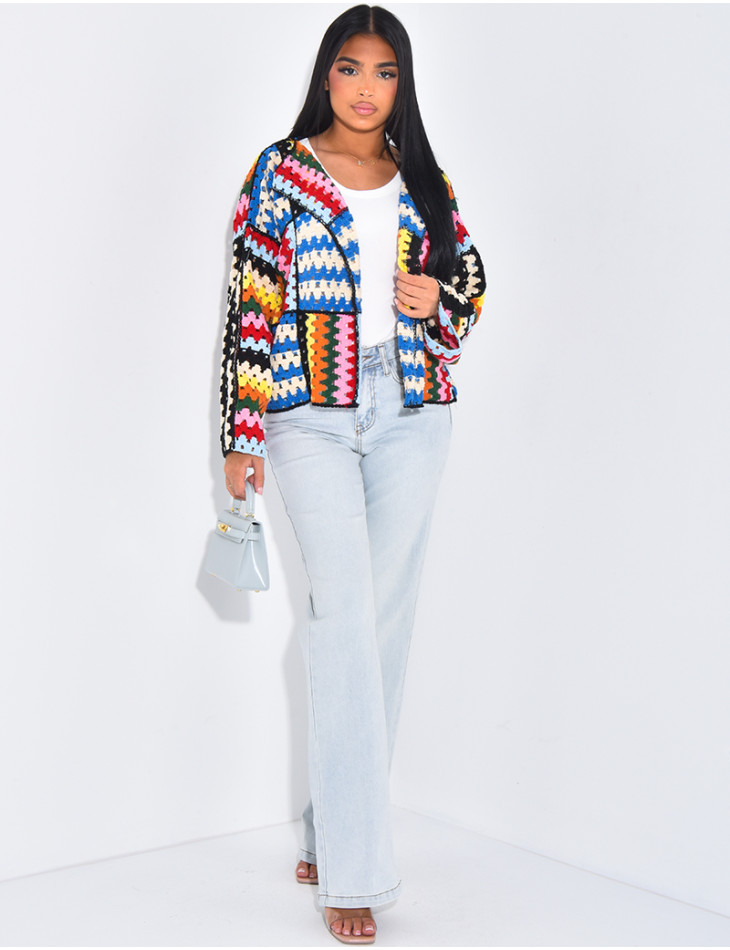 Gilet en crochet multicolor