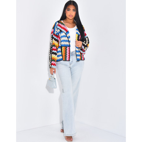Gilet en crochet multicolor