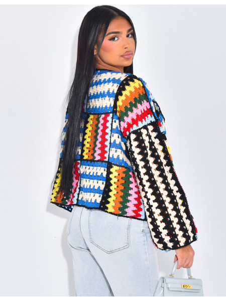 Gilet en crochet multicolor