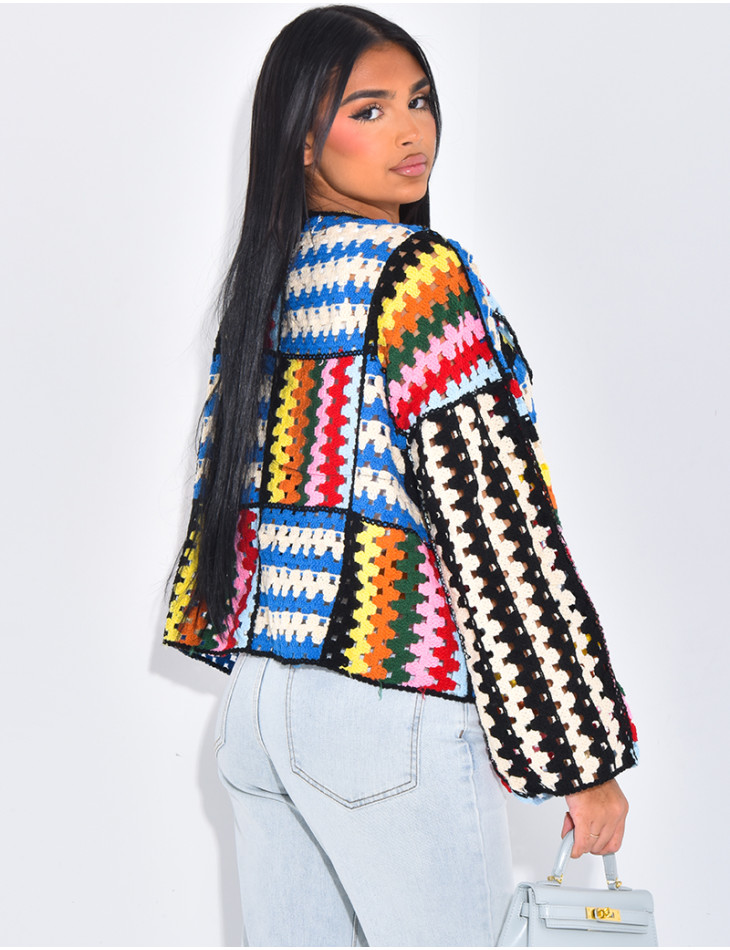 Gilet en crochet multicolor