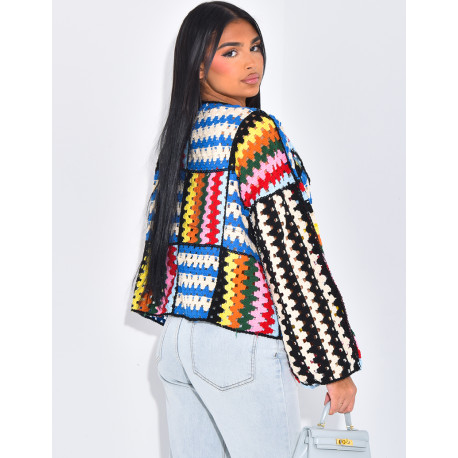Gilet en crochet multicolor