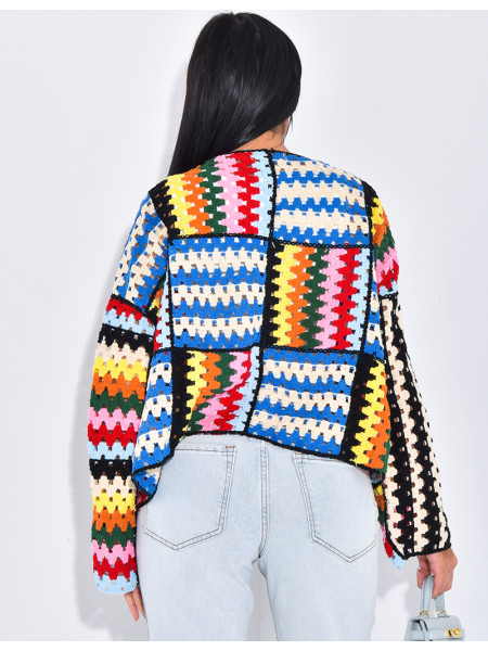 Gilet en crochet multicolor