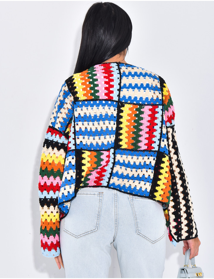 Gilet en crochet multicolor