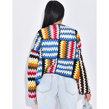 Gilet en crochet multicolor