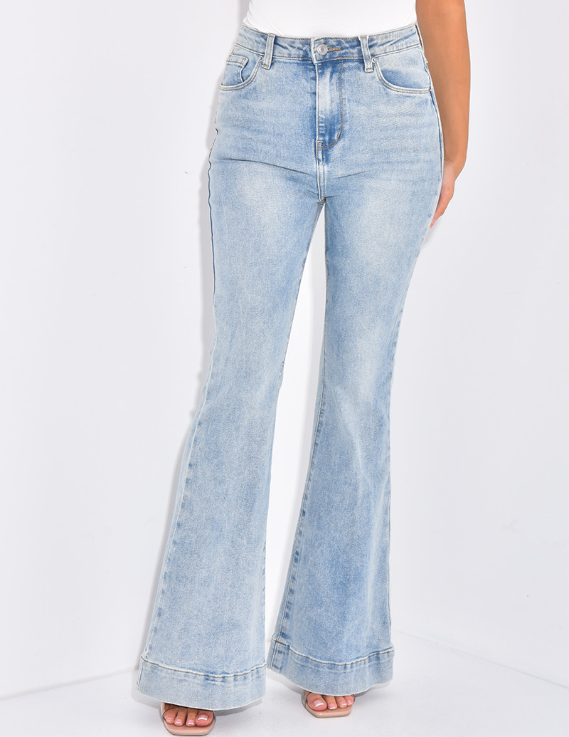 Washed effect flare jeans
