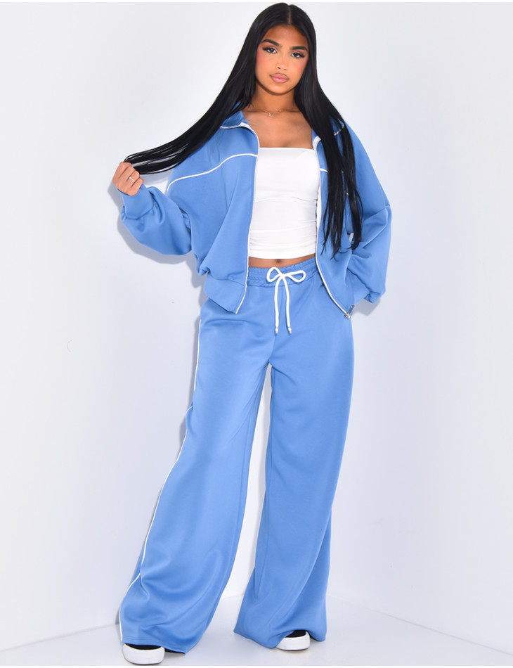 Jogginganzug Hose und Jacke mit Kontrastnähten.