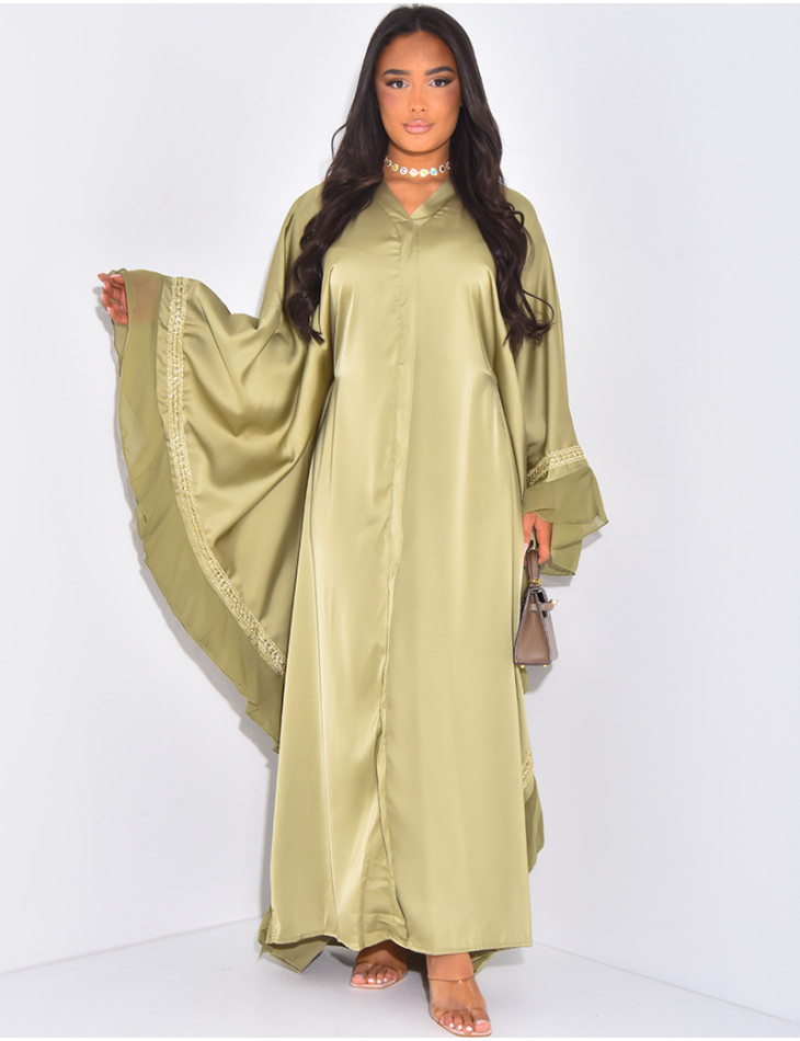 Butterfly abaya with gold trim