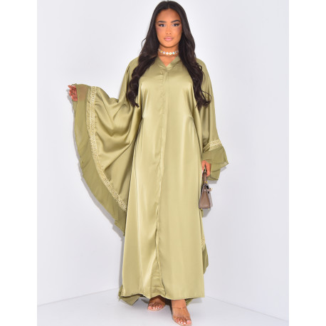 Butterfly abaya with gold trim