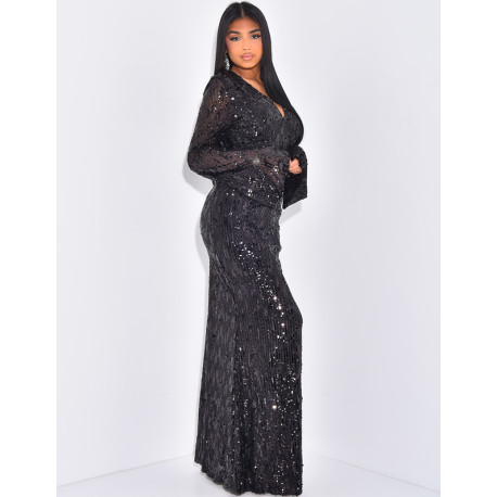 Langes Kleid aus Pailletten