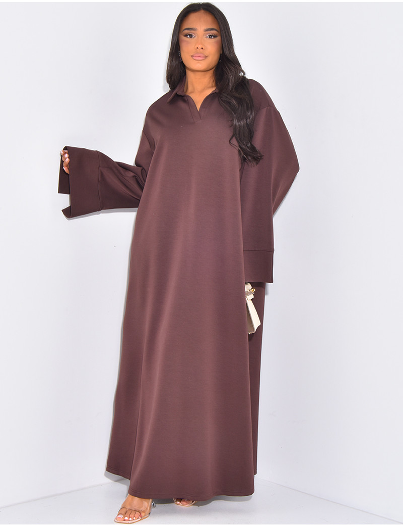 Abaya Robe Ample Manche Longue Abaya évasée Simple Manches Ballons
