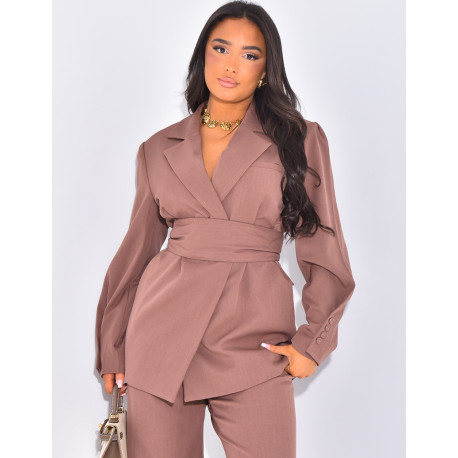 Oversize-Blazer mit breitem Taillengürtel