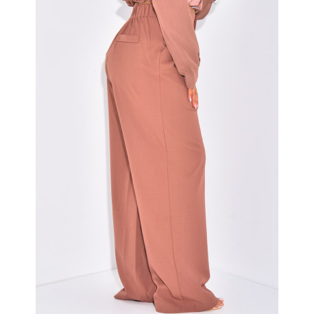 Anzughose mit Abnähern breiter Schnitt