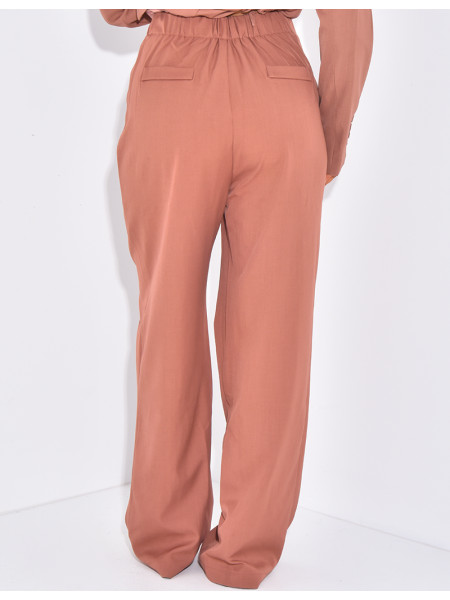 Anzughose mit Abnähern breiter Schnitt