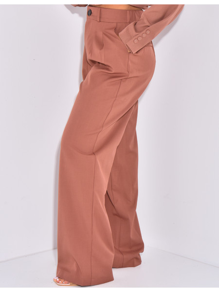 Anzughose mit Abnähern breiter Schnitt