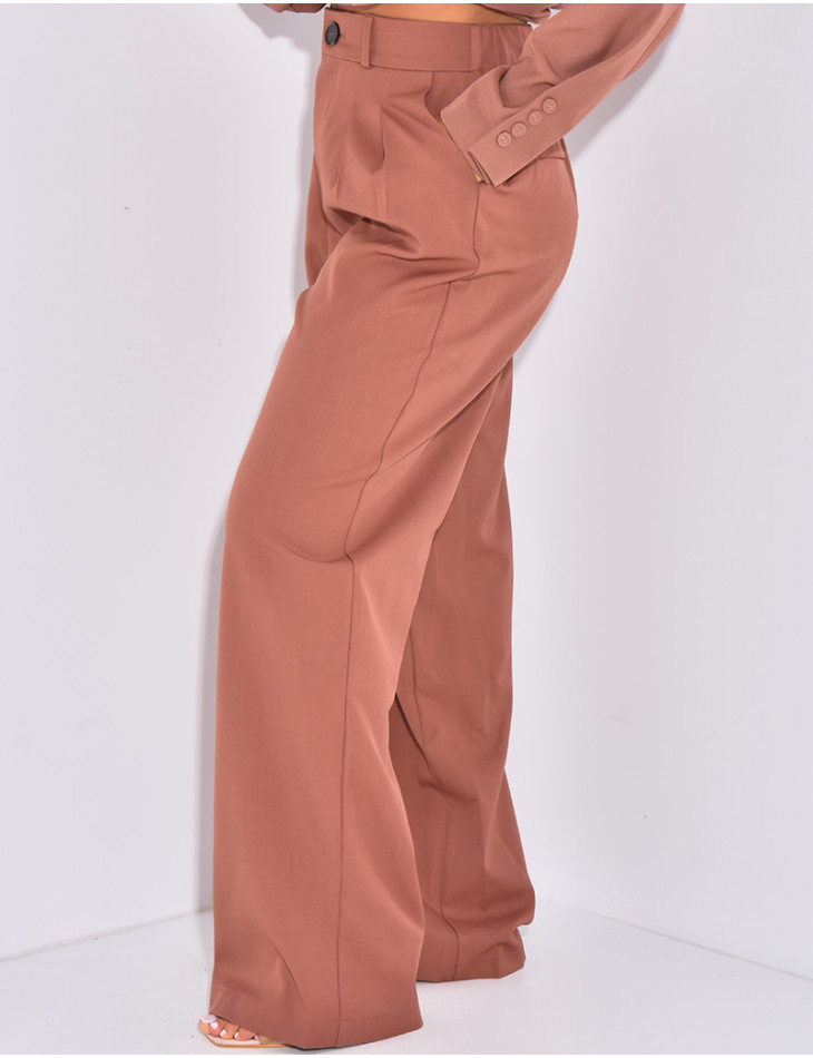 Anzughose mit Abnähern breiter Schnitt