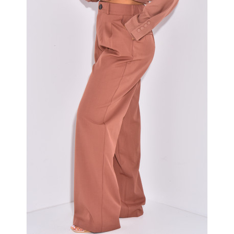 Anzughose mit Abnähern breiter Schnitt