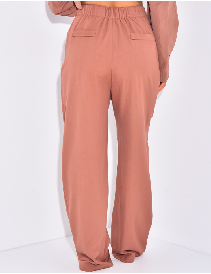 Anzughose mit Abnähern breiter Schnitt