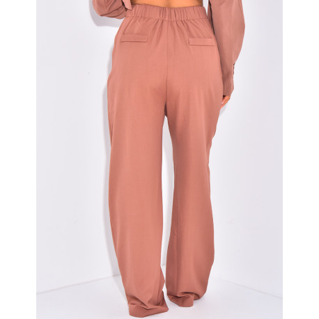 Anzughose mit Abnähern breiter Schnitt