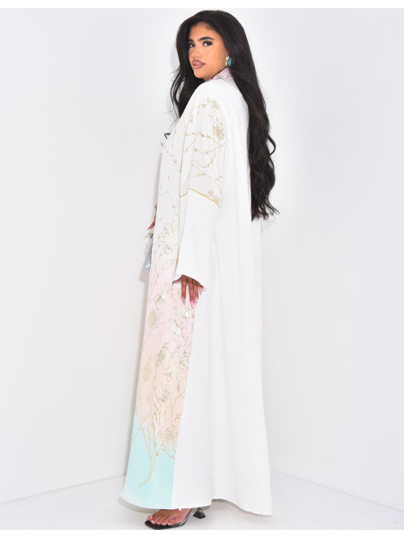 Premium abaya with gold embroidery and jewelled collar