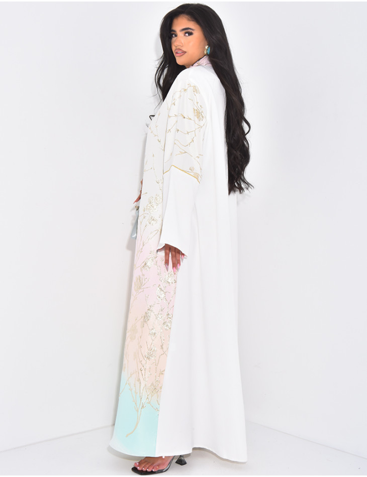 Premium abaya with gold embroidery and jewelled collar
