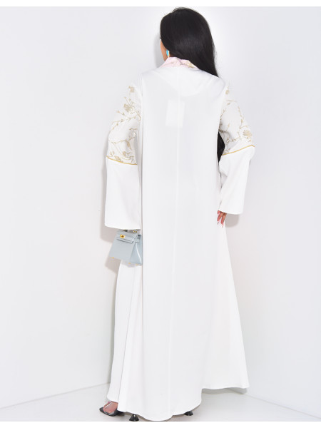 Premium abaya with gold embroidery and jewelled collar