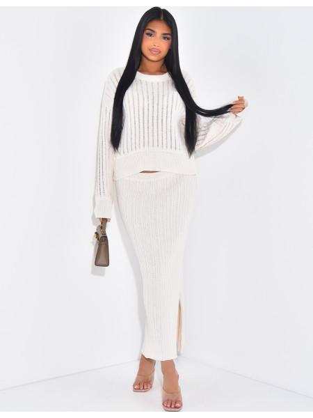 Ensemble aus Rock und Pullover aus Wolle